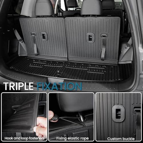 Image of Cargo Mat with Backrest Mats for 2024 2025 2026 Hyundai Santa Fe Car Mat Accessories, All Weather TPE Protector Cargo Liner Trunk Mat(Cargo Mat with Backrest Mats)