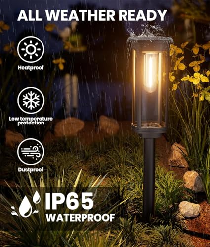 Image of NEWMESSI Solar Pathway Lights Outdoor, IP65 Waterproof Solar Garden Lights for Outside Lighting, Yard Path Lawn Walkway Driveway Landscape (Round Warm White, 4 Pack)