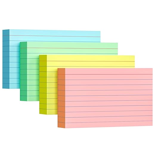 3x5 Colored Ruled Index Cards, 200 Pack