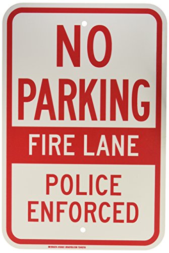Panneau de contrôle de la circulation No Parking Fire Lane Brady 124321 rouge et blanc 45 cm