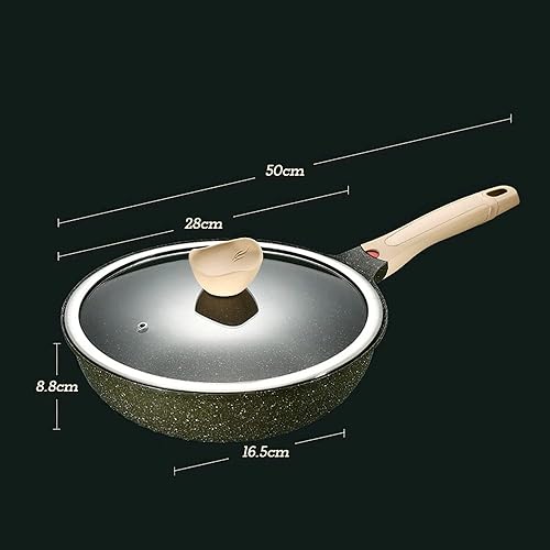 Miniatura 2 de JIAMEI - Sartén de cocina de 110in mango de aleación de aluminio tapa de vidrio cacerola antiadherente olla de inducción para panqueques sartén
