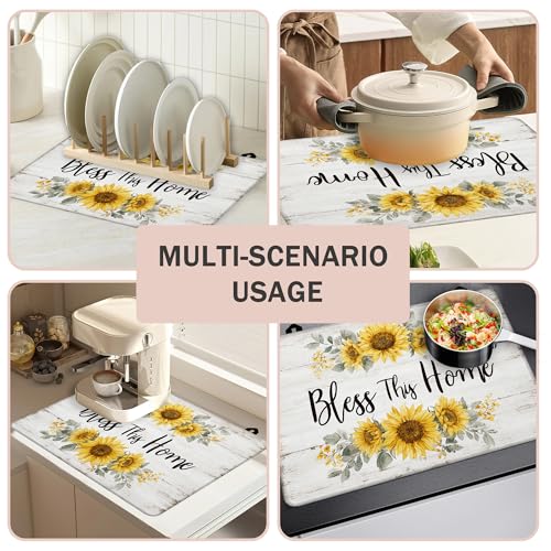 Image of Bless This Home Stove Cover for Electric and Glass Stove Tops 3-in-1 Stove Mat, Heat Resistant Counter Protector Mat, Non-Slip Surface & Drying Rack, 28.5 inchLx20.5 inchW