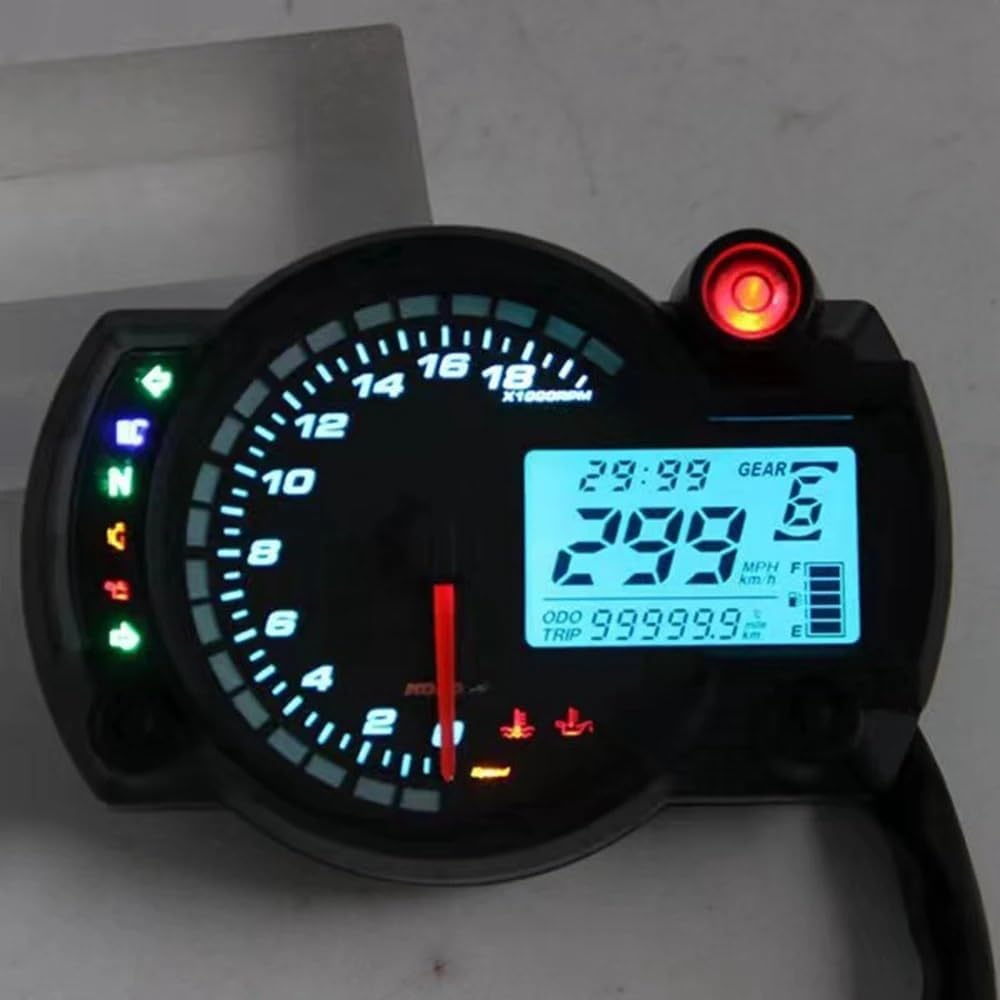 Motorcycle Odometer Gauge 7 Colors Digital Universal Tachometer Motorcycle Odometer Meter MAX 1800RPM Motorbike Moto Dashboard Motorcycle
