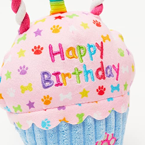 Pet London Happy Birthday Cupcake Dog Toy with Squeaker and rope tug-Celebrate Your Dog's Bday or Adoption Gift - Image 4