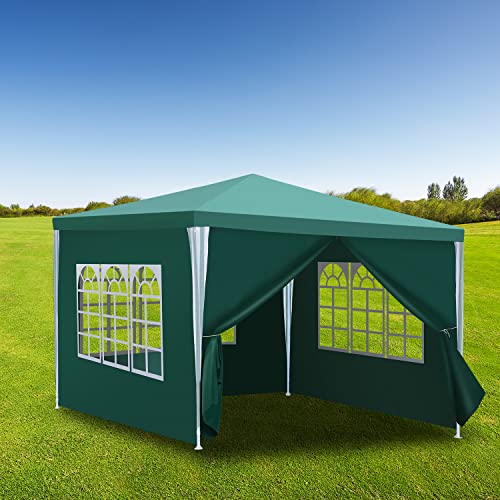 Gimisgu Tonnelle étanche, 3 x 3 m, verte, protection UV, avec 4 panneaux latéraux et fenêtres,...