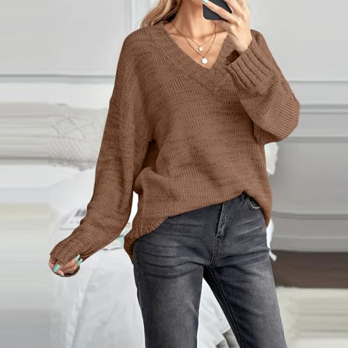 Sweaters for Women V Neck Long Sleeve Knit Sweaters Pullover Fall Outfits - image 5