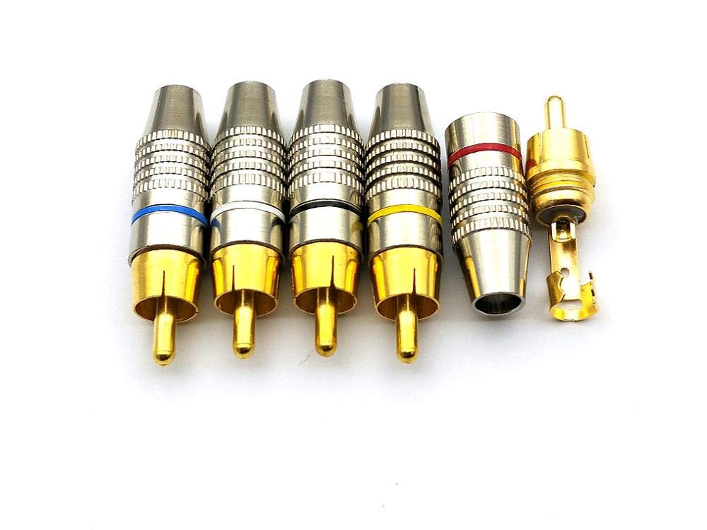 Lot de 100 connecteurs RCA mâles à souder en métal 5 couleurs