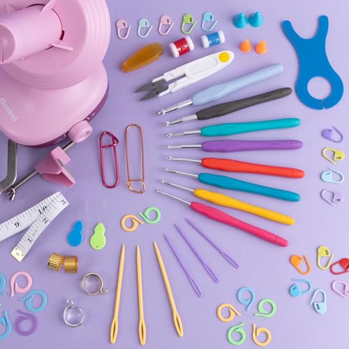 Image of Etcokei Electric Yarn Winder Crochet Tool Kit, Automatic Yarn Cake Winder with Crochet Hook Set, Stitch Makers and Common Crochet Accessories, Thoughtful Gift for Crochet Knitting Lovers or Beginners