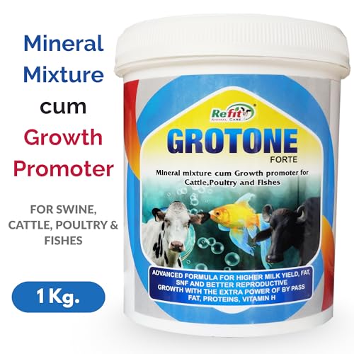 Image of REFIT ANIMAL CARE Mineral Mixture Powder for Cow, Cattle, Poultry, Fish and Aqua, 1 kg, Grotone Forte