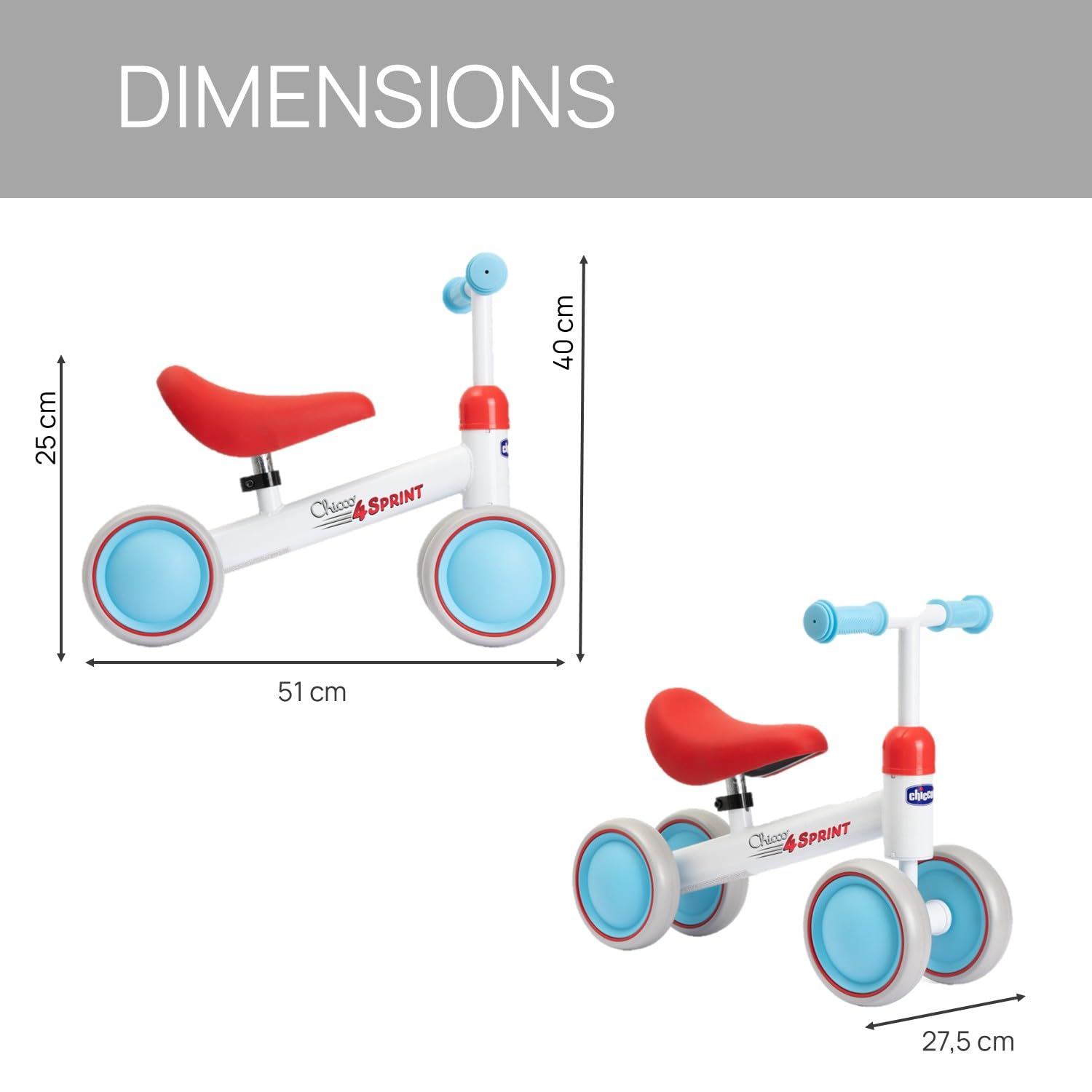 Chicco Draisienne Vélo Bebé 1 an sans Pédales, pour Enfants, Conduite Souple, Roues en Caoutchouc, siège Souple antidérapant, poignées antidérapantes, 1-3 Ans, Max 20 kg, Blanc