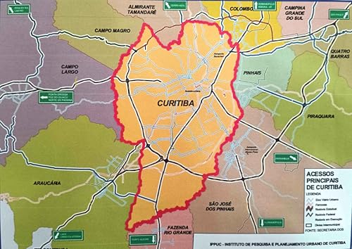 MAPA/POSTER DA CIDADE DE CURITIBA - DIMENSÕES: LARGURA 89 CM X ALTURA 117 CM