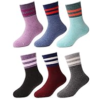 ProEtrade Merino Wool Socks for Kids Toddlers Boys Girls Thick Thermal Warm Winter Hiking Heavy Cozy Crew Socks 6 Pack