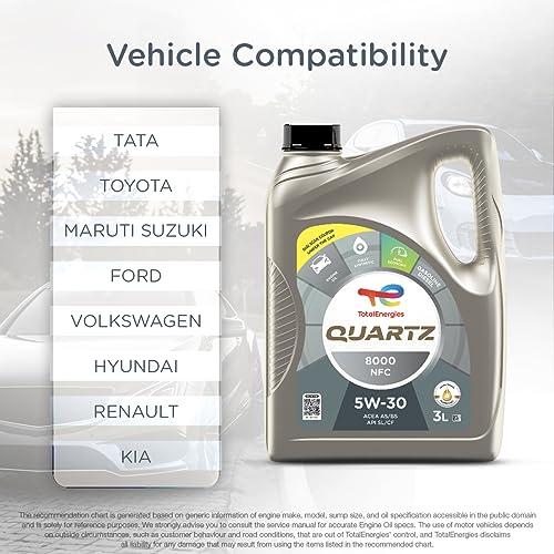 Image of TotalEnergies Quartz 8000 NFC 5W-30 ACEA A5 /B5, API SL /CF Fully Synthetic | Engine Oil for Cars (3L)