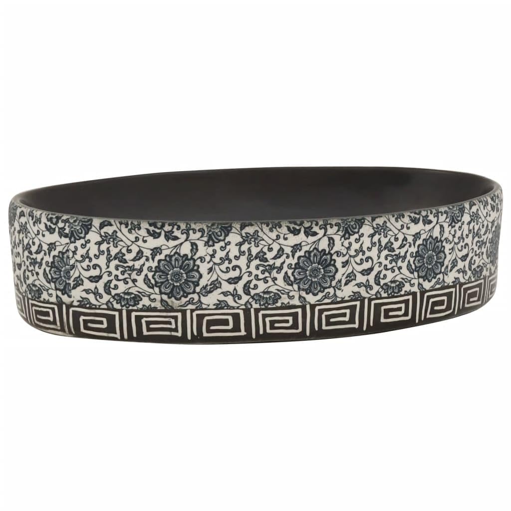 ShGaxin Lavabo de encimera Ovalado cerámica Negro Azul 56,5x36,5x13,5cm, Fregadero, Lavabo Baño, Lavamanos Baño, Lavatorio Casa De Banho, Mueble Lavabo sobre Encimera - 155114