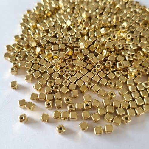 Amazon.co.jp: キューブ 四角 ゴールドビーズ CCB 【約 3× 3mm /200粒