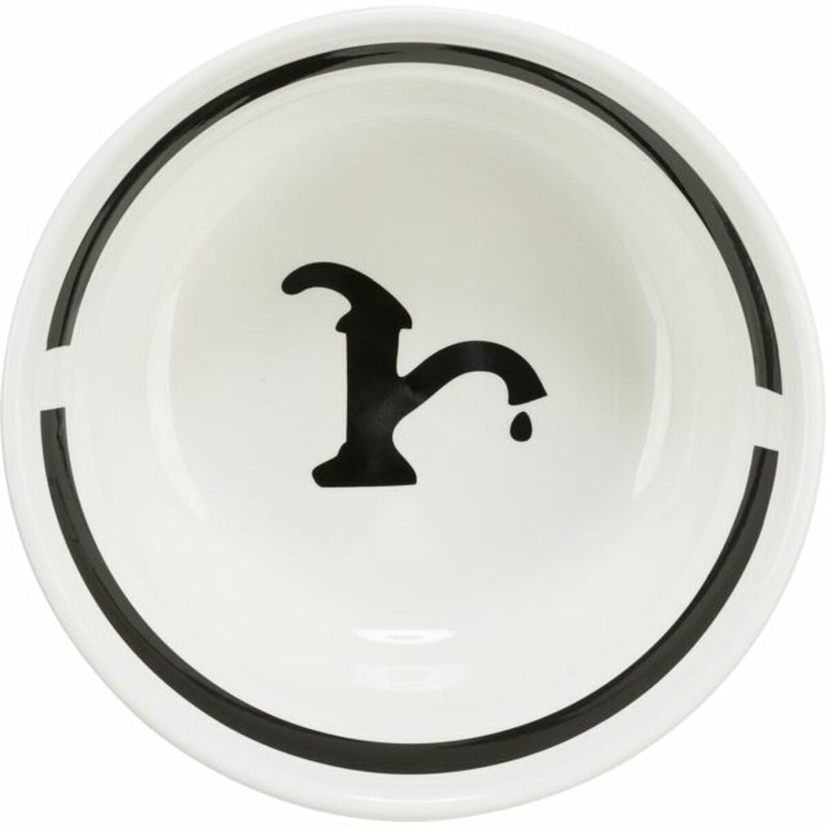 TRIXIE Futterstation aus Keramik, 2,6 l/Ø 25 cm, weiß/schwarz