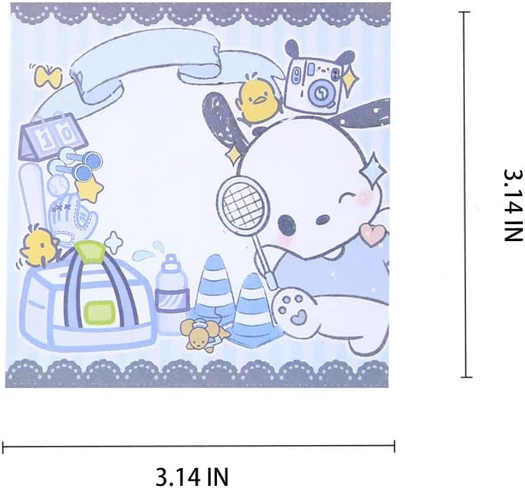 6 Pack Cute Sticky Notes Kawaii Sticky Notes Cute Stationary 3.14x3.14 in Cartoon Series Self-Stick Note Pads Fun Office Supplies Sticky Note Set(300 Sheets)