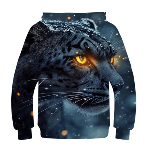 Sweat 3D léopard des neiges enfant pull chaud avec capuche 10-12 ans