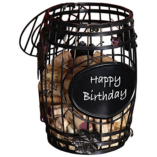Home-X - Wine Barrel Cork Holder with Chalkboard, Unique Rustic Design is the