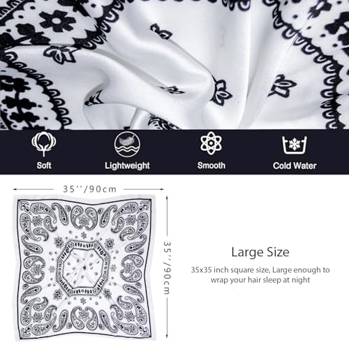 Satin Bandanas Head Scarf For Women, Hair Scarves Accessories Fashion Wrap Neck Silk Sleeping Headscarf (WS203-P)4