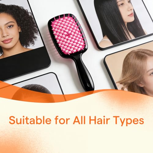 Image of Full Shine Hairbrush for Detangler, Untangle Knots and Keep Hair Smooth | Soft Silicone Gentle on Dry and Wet, Suitable for All Hair Types, Lightweight Design for Home and Travel Use