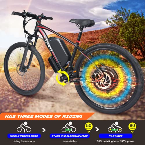 27.5" Electric Bike, 1000W City Commuter Electric Mountain Bicycle, 31Mph Adult Ebike With Removable 48V 15.6Ah Battery, Suspension Fork, Professional 21 Speed Gears #TOP3