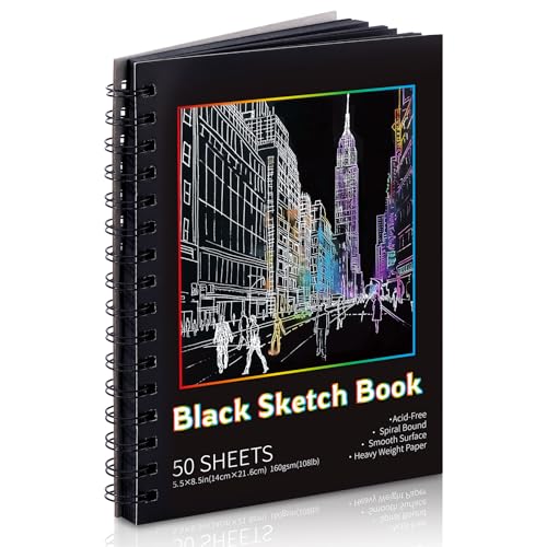 50 Sheets Black Paper Sketchbook (5.5&times;8.5in)