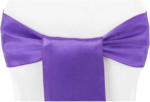 CVL 10 Pcs, Standard Satin 6" W X 108" L Chair Sash - Purple for Wedding & Event Decor