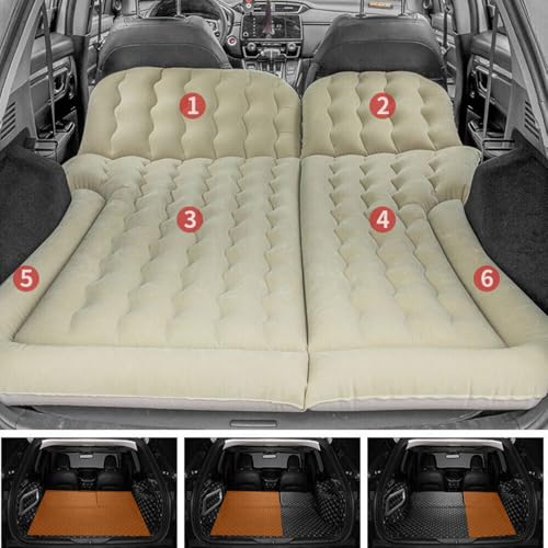 Image of Oshotto Multifunctional Car Inflatable Bed Air Mattress SUV Car Travel Outdoor Camping mat with Two Air Pillows and Air Pump Compatible with BMW X3 (Beige)
