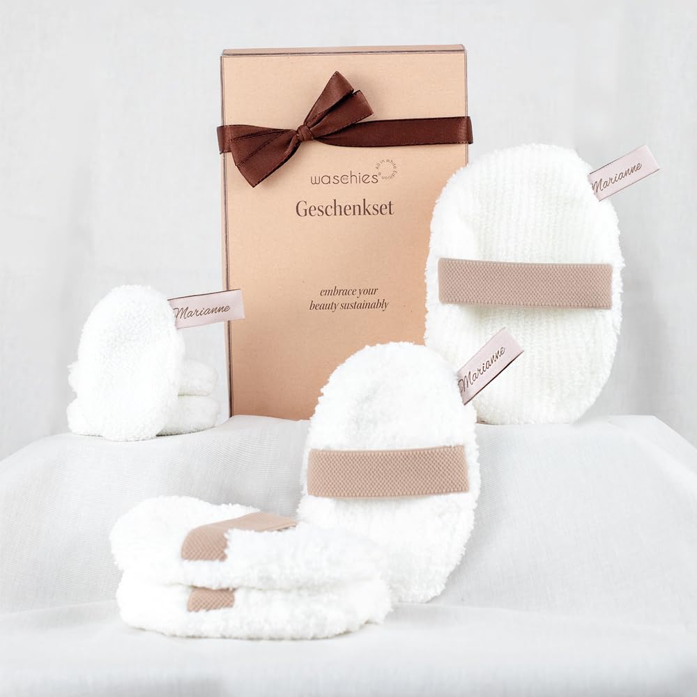 Waschies 7-tlg. All White Geschenkset für Frauen – Abschminkpads, Toner Pads & Peeling Pads – waschbar, wiederverwendbar