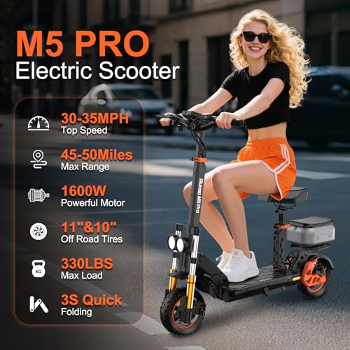 Image of Fast Electric Scooter Adults, 1200W /5600W Off Road E Scooter, 35 /50 Miles Long Range, 35 /50 MPH Top Speed, 10 /11 inch Tires, Foldable Kick Scooter for Adults and Teens with Dual Suspension