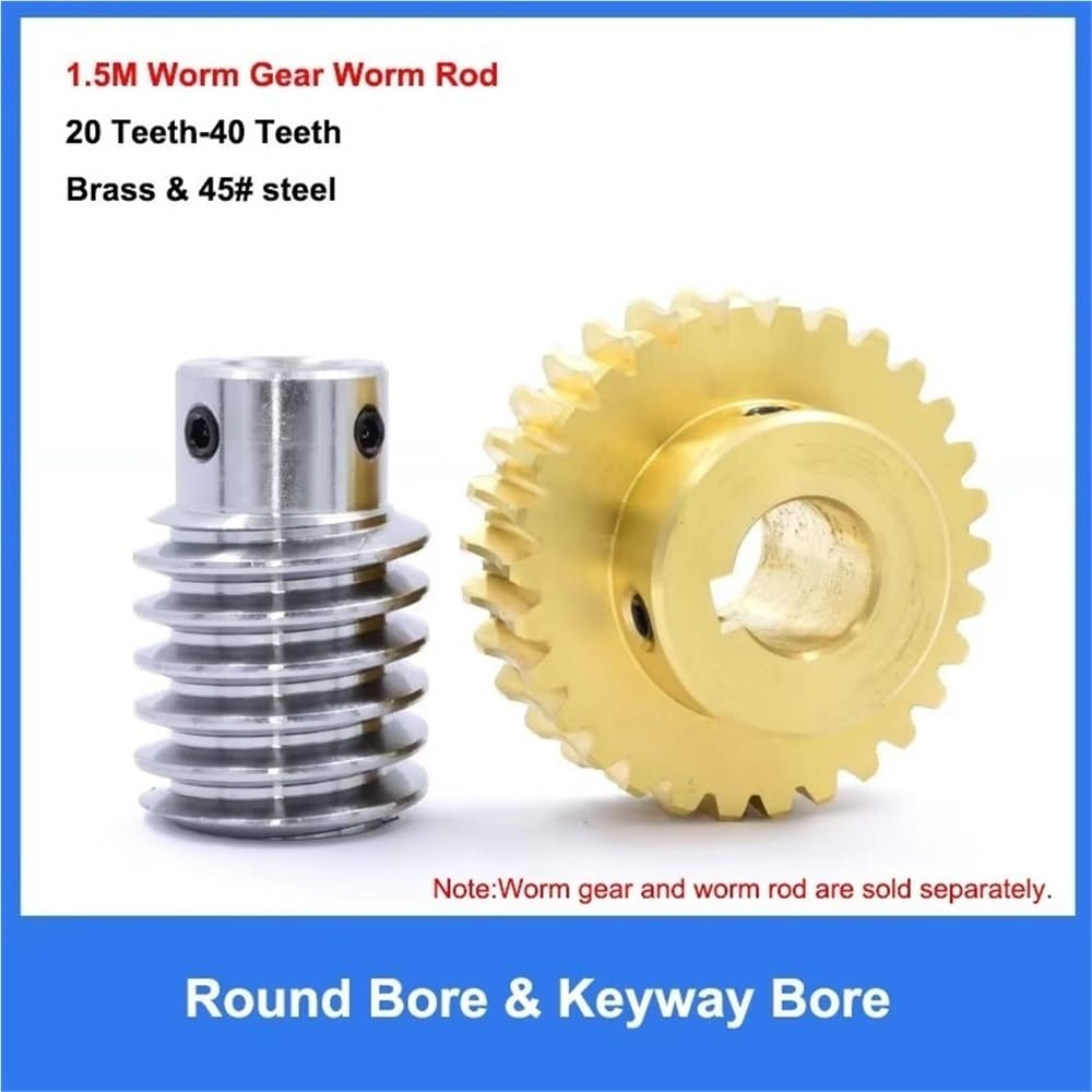 1 ruota elicoidale in ottone da 30/40 denti, barra elicoidale in acciaio da 45 mm modulo 1,5, ingranaggio in ottone con foro tondo da 8 a 10 mm e foro for chiavetta(12MM*40)