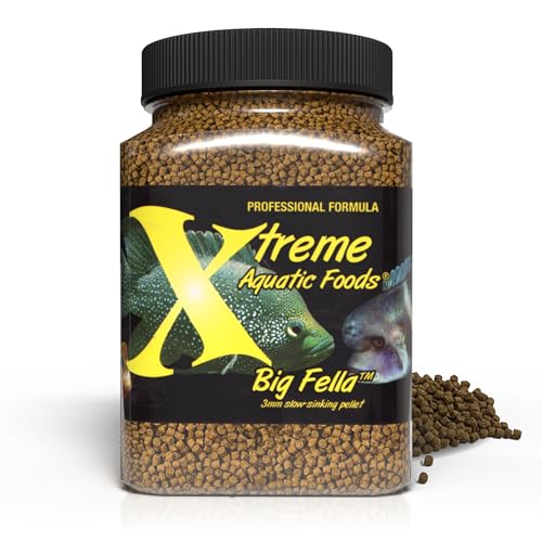 Xtreme Big Fella 3.0mm Pellets: Professional Nutrition for Medium to Large Cichlid/Community Fish – Boost Immune & Digestive Health, Color & Energy, Max Protein Fish Food – USA Farm Grown (20oz)