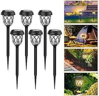 GEEDIAR Solar Lights Outdoor - New 6 Pack Solar Garden Lights with Double Waterproof, LED Solar Path Lights for Landscape, Patio, Yard, Dusk to Dawn Auto On/Off (Warm White)
