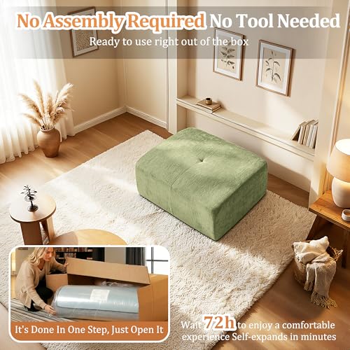 Image of 37 inch Oversized Boneless Couch, Comfort Cloud Sectional Couches for Living Room, Modular Sofa High Back & Extra Deep Seat, No Assembly, Soft Chenille Fabric (Olive Green, 37 inch-Single Ottoman)