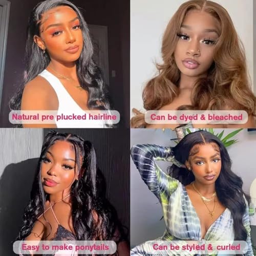 Image of 4x4 Lace Front Wigs Human Hair Pre Plucked with Baby Hair 150% Density 14 Inch Body Wave Glueless Lace Frontal Wig Human Hair for Women Brazilian Virgin 4x4 HD Lace Closure wig