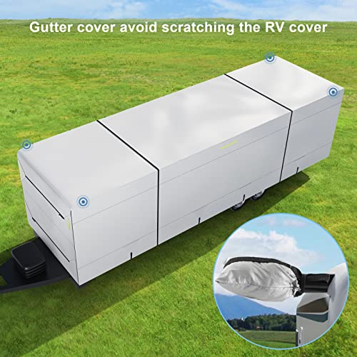 Octomo Upgraded Travel Trailer Rv Cover 27-30Ft Durable 210D Oxford Cloth Camper Cover, Waterproof Silver Coating Rv & Trailer Covers Accessories #TOP4