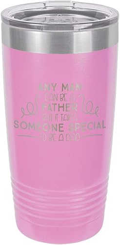 Miniatura 7 de ANY MAN CAN BE A FATHER PINK Vaso de bebida de 20 oz con pajita  Taza de viaje grabada con láser  Comparar con Yeti Rambler  Idea de regalo papá