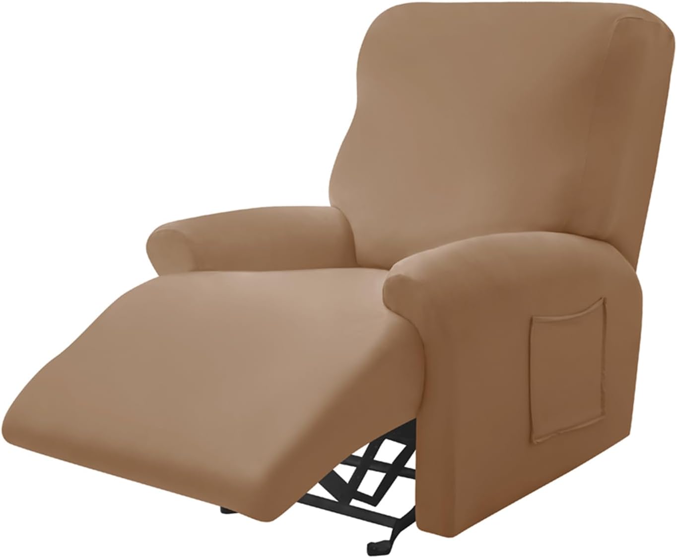 Recliner Chair Cover, Solid Colour Couch Sofa Slipcover with Pockets, 4 Piece All-Inclusive Form Fit Stretch Furniture Protector for Recliner (Milk White,One Size)