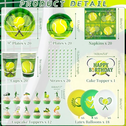Décorations de fête d'anniversaire de tennis : pack de table complet - 3