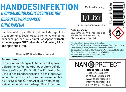 Nanoprotect Automatischer Desinfektionsspender + 1 Liter Handdesinfektion | Berührungslos mit Infrarot Sensor | 500 ml… – Bild 7