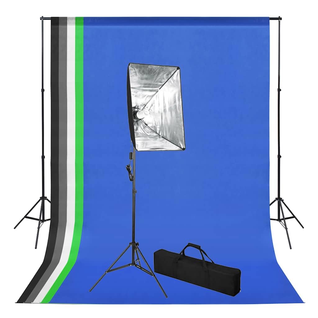 Kit de estudio fotográfico con luz softbox de 5 colores y sistema de fondo de aluminio ajustable de 300 cm de ancho, 2 trípodes, ideal para retrato, fotografía de producto, vídeo, streaming