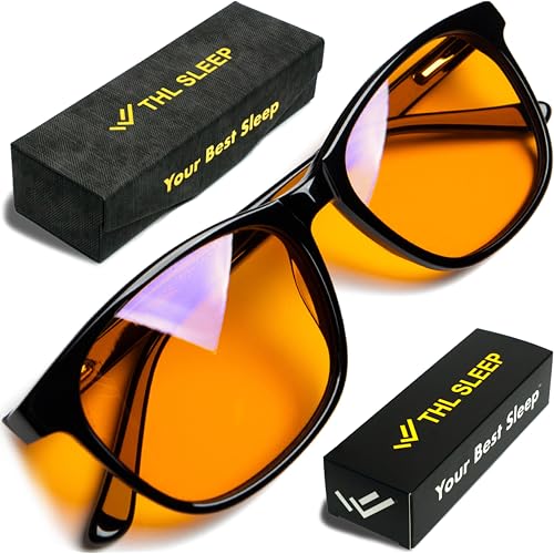 Image of Blue Light Blocking Reading Glasses for Better Sleep - Amber Orange Computer Filter Anti Eye Strain Lenses (Black) Regular