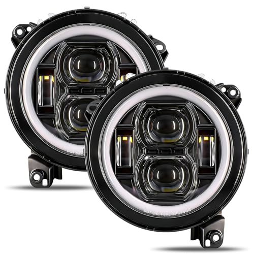 VI9000 9 Inch Round LED Headlights DOT Approved Hi/Lo Beam with DRL & Amber Turn Signal Compatible with Jeep Wrangler JL/JLU Unlimited & Gladiator JT 20182025 (Halogen Models)