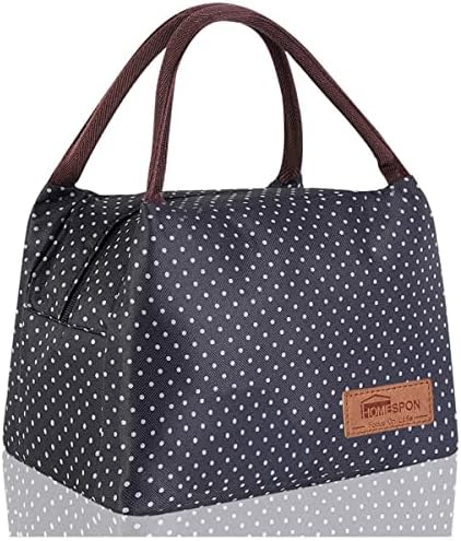 HOMESPON Lunch Bag Cute Cool Bag for Lunch Boxes Waterproof Fabric Foldable Picnic Handbag for Women, Adults, Students (Green Open)