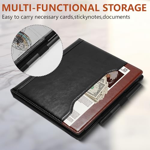 Image of E NET-CASE Case for 10.3 inch Boox Note Air 5 C (2025) / Note Air4 C (2024) / Note Air3 C / Air3 B /W (2023), 360 Degree Rotating Stand Cover with Pen Holder /Hand Strap, Auto Sleep /Wake (Black & Brown)