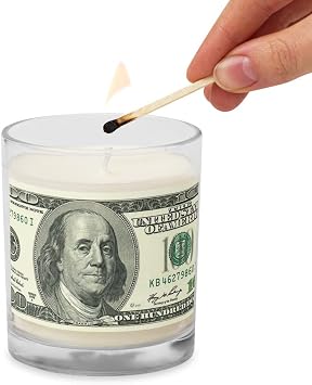 Cash Money Candle-Money Candle Funny Real Money Design- Unscented Natural Aroma Pleasant
