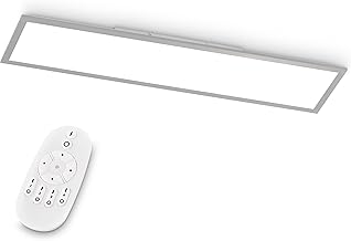 EGLO LED ceiling lamp Bottazzo, ceiling lamp 100x25 cm, ultra-flat panel made of aluminum & plastic in silver, dimmable with remote control, color temperature change (warm white - cold white), living room lamp