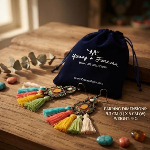 Image of Young & Forever Gift Boho Carnival Sea Island Long Tassel Earrings Handmade Beaded Bohemian Women Statement Beads Dangle Earrings Ethnic Jewelry Fringe Earrings