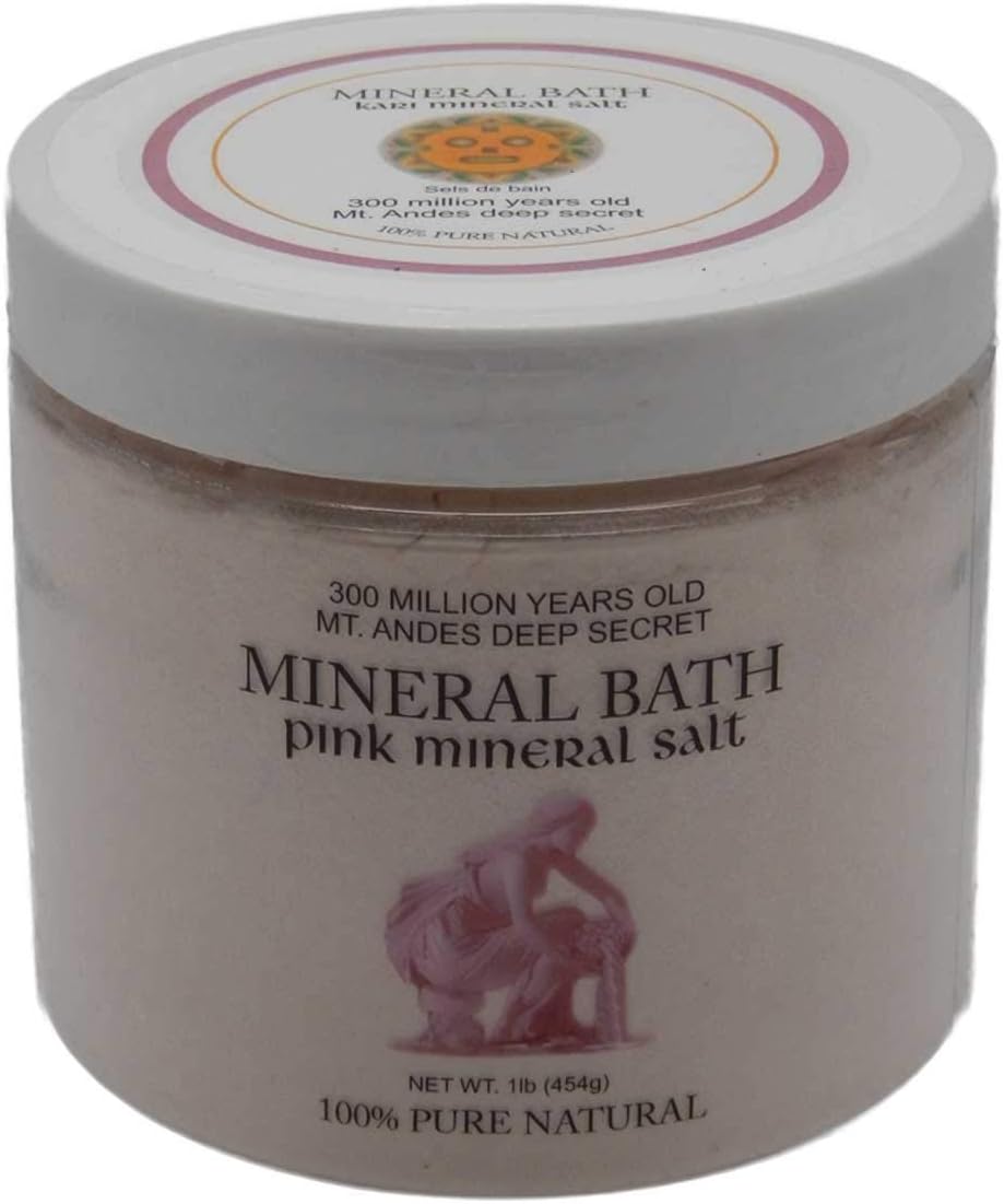 Mt. Andes Kari Pink Mineral Bath Powder Salt-1 lb, Deep Secret Unrefined, 100% Pure Natural Salt Over 3 Millionon Years